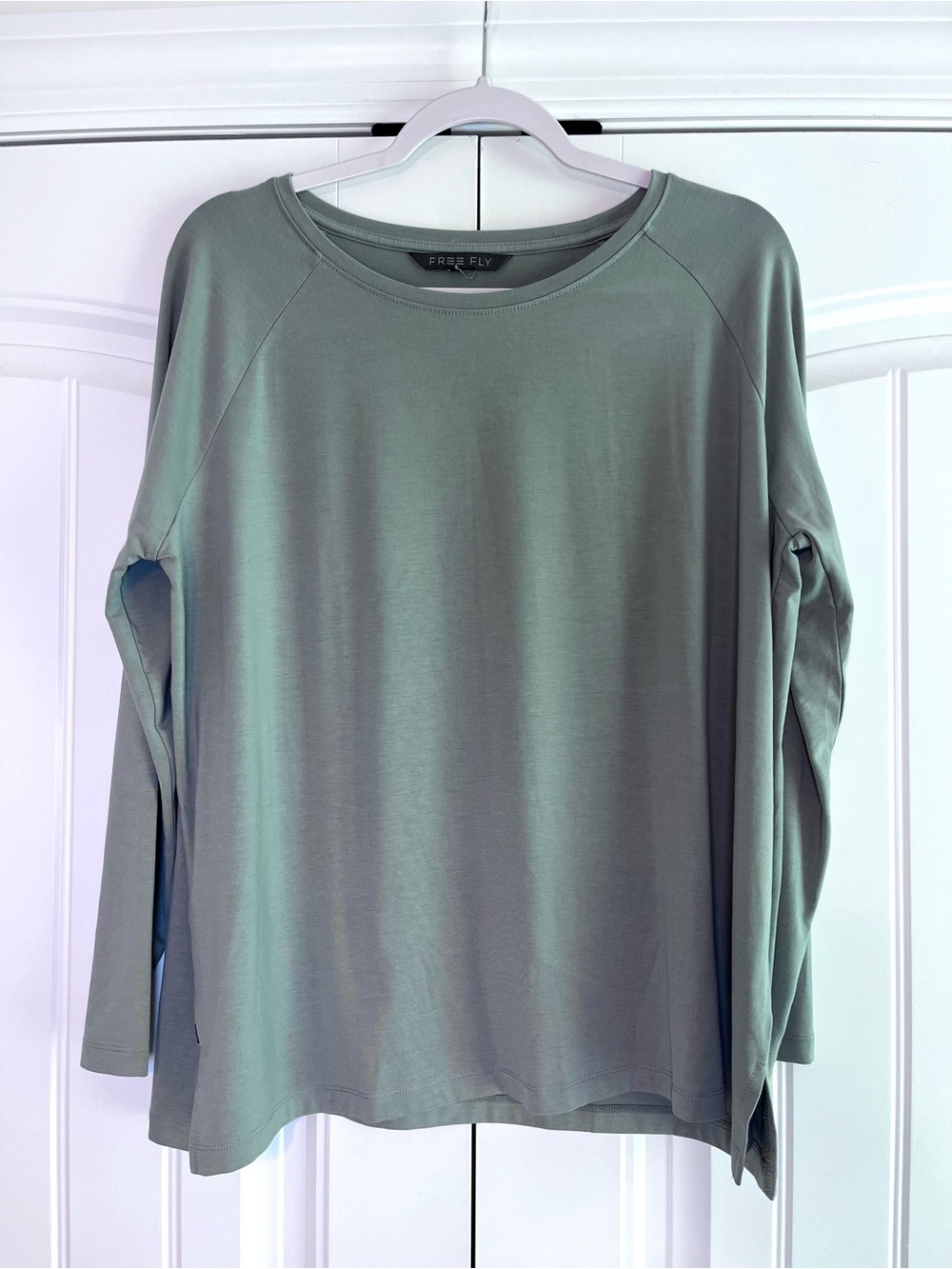 Free Fly Women’s Bamboo Long Sleeve Shirt Blue Gray Size Large Athletic